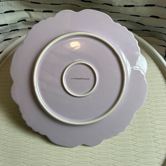 3 Anthropologie Lyla Stoneware Dinner Plates Purple Lavender Floral Edge 10.75" - Picture 8 of 10